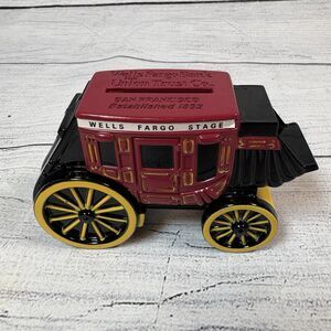 Wells Fargo Stage Coach Replica Diecast Metal Coin Bank Vtg 1998 No Key